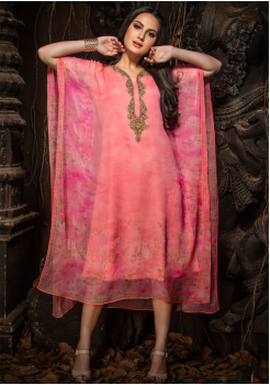 Peach Color Designer Chiffon Kurti